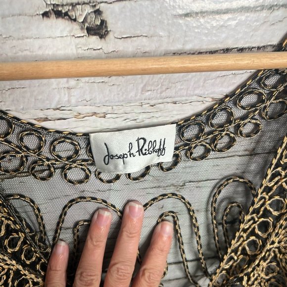 Joseph Ribkoff Black and Gold Sheer Cardigan - Picture 5 of 7